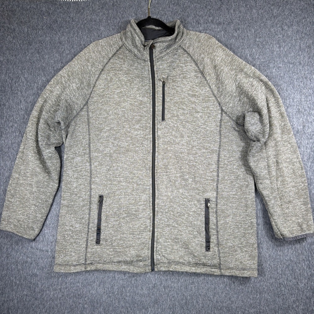 Swiss Tech Full Zip Sweater Jacket Mens Size XL Gray Fleece Lined Pockets